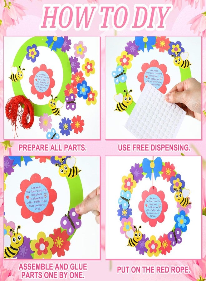 Qilery 24 Sets Jumbo Mother's Day Craft 10.63 Inch Mother's Day DIY Flower Wreath for Mom with Butterfly Honey Bees Paper Wreaths Christian Home Activities - Image 3